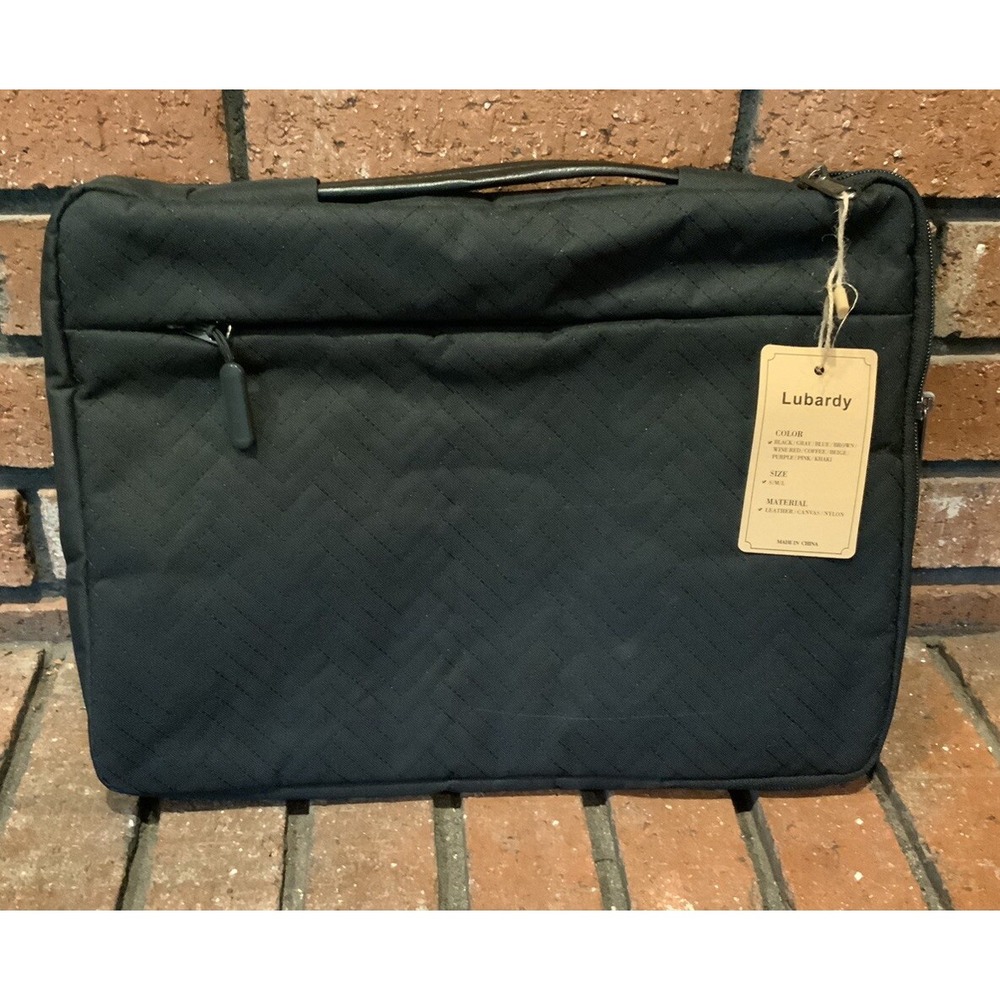 Lubardy Black Zippered Padded Laptop Sleeve Bag 14"‎